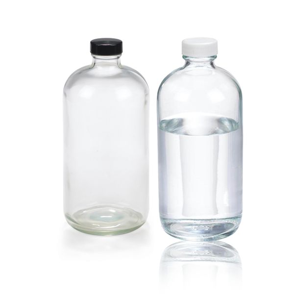 DWK Wheaton Round bottle Boston, safety coated, brown, AR-glass, 32oz, PF-screw cap 33-400 PE-cone seal, 96x210 mm, 12 pc/PAK