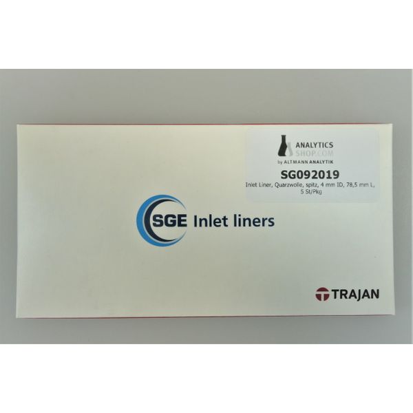 Trajan (SGE) Inlet Liner, Quarzwolle, spitz, 4 mm ID, 78,5 mm L, 5 St/Pkg