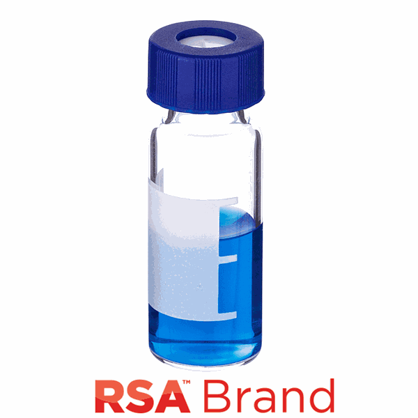 Microsolv Vial & Cap Kit: 2 ml, Screw Top, Clear RSA Autosampler Vials with Write-On Patch & fill lines + Screw Caps with White Silicone Rubber / Red 