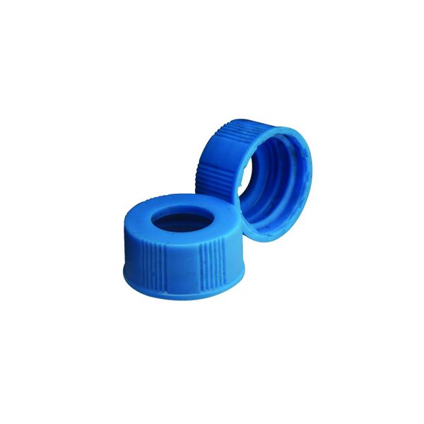 DWK Wheaton Screw cap, PP, blue, open Top, for diagnostic vials, glass, size 20-400, 300 pc/PAK