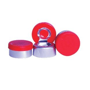 DWK Wheaton 13 mm Flip-Kappe, Aluminium, rot, mit Mittelabriss, 1000 St/Pkg