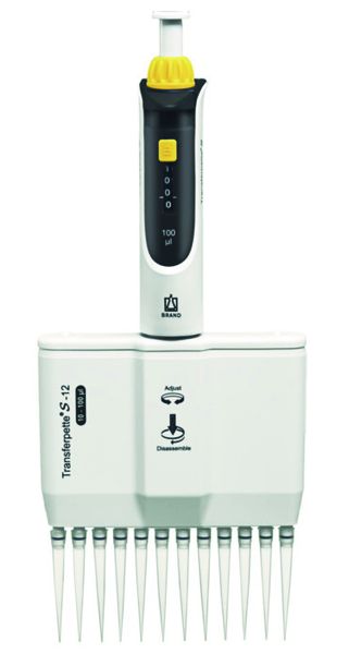 Brand GmbH & Co. KG 12-Kanal Mikroliterpipette Transferpette S -12, Variabel, 10 - 100 μl, M12-100, DE-M