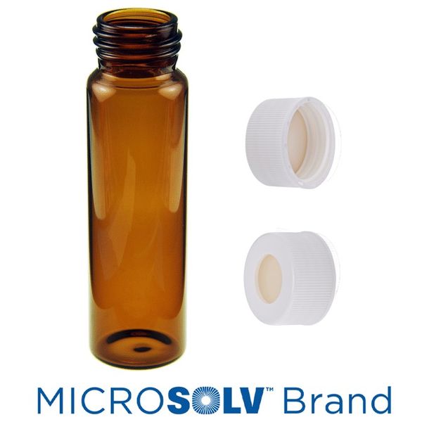 Microsolv EPP EPA Fläschchen, Braunglas, 40 ml, Schraubkappe weiß, SIL/PTFE Septa, 100 St/Pkg