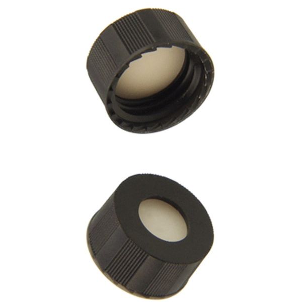 Microsolv Screw Cap black, 9 mm, with white Sil/natural PTFE Fitted Septa Ribbed, 1000 pc/PAK