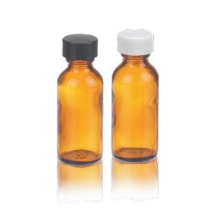 DWK Wheaton Rundflasche Boston, braun, AR-Glas, 16oz, PP-Schraubkappe, PP, weiß, 28-400 mit PV-Einlage, 75 x 168 mm, 60 St/Pkg