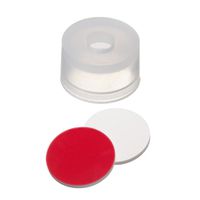 Product Image of ND11 Kombinationsverschluss: PE-Kappe transparent, 13x7,5mm mit 4,5mm Loch, Silicon weiß/PTFE rot UltraClean, 1,0mm, 10x100/PAK