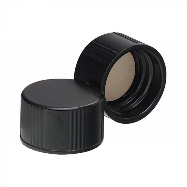 DWK Wheaton PF screw cap, black, PTFE/(14B) SBR insert, size 13-425, 200 pc/PAK