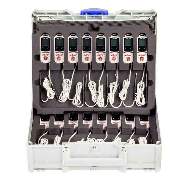 Ebro Electronic SL 5021 data logger set for temperature mapping, 16 x EBI 300-TE complete in a case, including Winlog.pro license