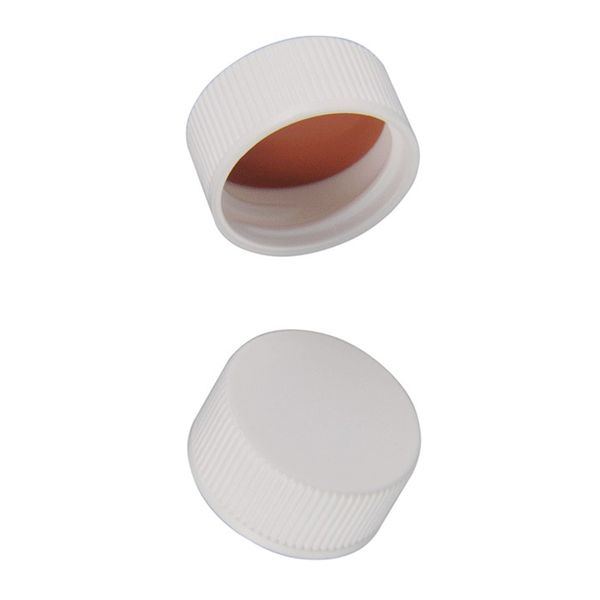 Microsolv Screw Cap white, 20 mm, Solid, with nat rubber/trans TEF liners, 100 pc/PAK