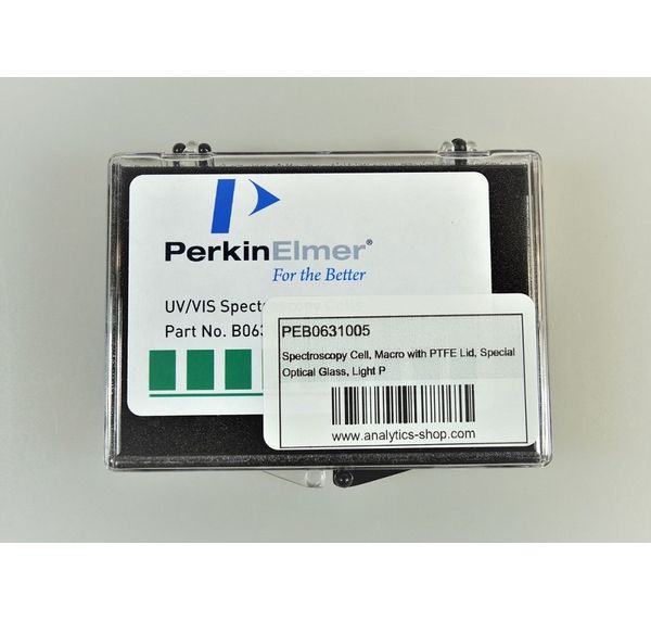 PerkinElmer Spektroskopieküvette, Makro mit PTFE-Deckel, Spezial optisches Glas, Lichtpfad: 50 mm