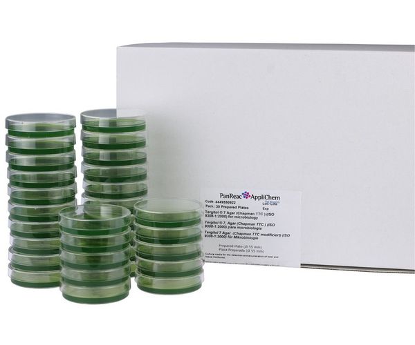 PanReac AppliChem Lactose TTC Agar mit Tergitol, modifiziert (ISO 9308-1:2000), (Platte Durchm. 55 mm) für die Mikrobiologie, 30dishes, 30pc
