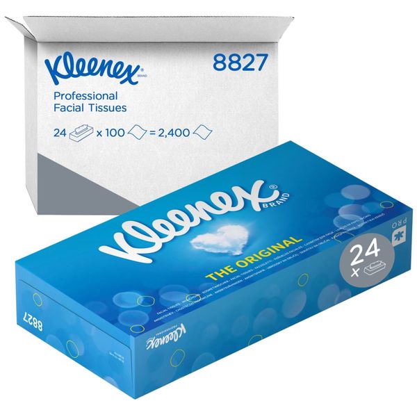 Kimberly-Clark KLEENEX Kosmetiktücher, weiß, 2-lagig, 24 Boxen mit je 100 Tüchern