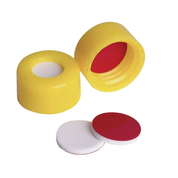 DWK Wheaton 9 mm Schnappverschluss, gelb, mit PTFE/Silikon-Septum, EVA, 100 St/Pkg