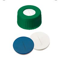 Product Image of Kurzgewindekappe, ND9 PP, grün, 1,0 mm, geschlitzt, Si weiß/PTFE blau, 1000/PAK