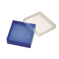 Product Image of PP Storage Box for 1.5 ml (1.8 ml, 2 ml) Bottle or 2 ml Shell Vial, blue, with cap (136 x 136 x 45 mm), 100 Cavity