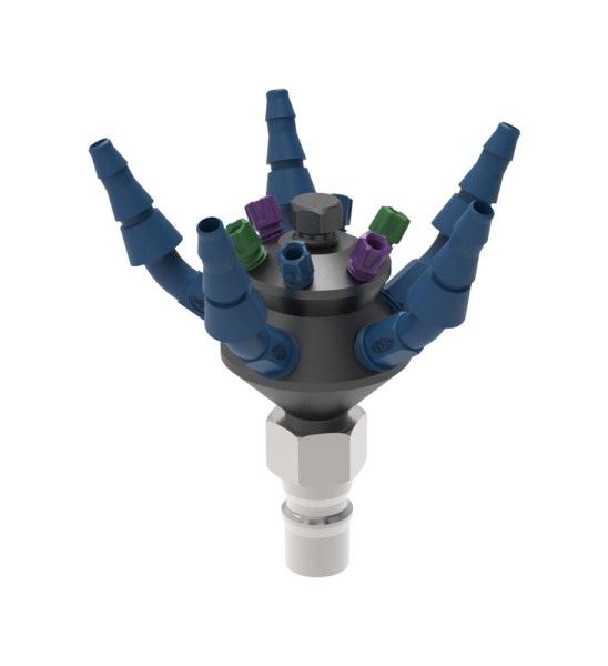 SCAT HPLC Collector, SS, for Justrite Canister, PTFE-EL, 6 x 1.6/2.3/3.2mm AD, 6 x PFA blind Plugs, 6 x hose Olive 5-11.5mm ID, 6 x PTFE blind Plugs