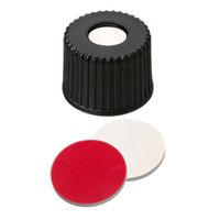 Product Image of Schraubkappe, ND8 Silikon creme/PTFE rot UltraClean Verschluss (PP), schwarz, 5,5 mm Loch, 8-425 Gewinde, 55° shore A, 1,5 mm, 10x100/PAK