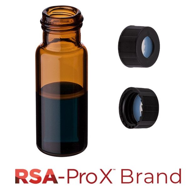 Microsolv Vial & Cap kit: 100 2ml, Screw Top, Hydrophobic, Amber Autosampler Vials & Black Caps with Clear Silicone Rubber/PTFE Septa