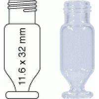 Product Image of 1,1 mL Gewindeflasche N 9 AD: 11,6 mm, Außenhöhe: 32 mm klar,konisch mit rundem Glasstandfuß, Packung à 100 Stück