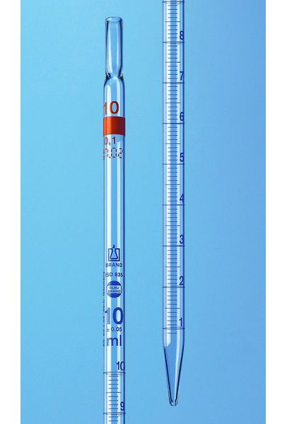 Brand GmbH & Co. KG Messpipetten, BLAUBRAND, Klasse AS, DE-M, Typ 2, völliger Ablauf, 2 ml : 0,01 ml, td, ex, AR-GLAS, 12 St/Pkg
