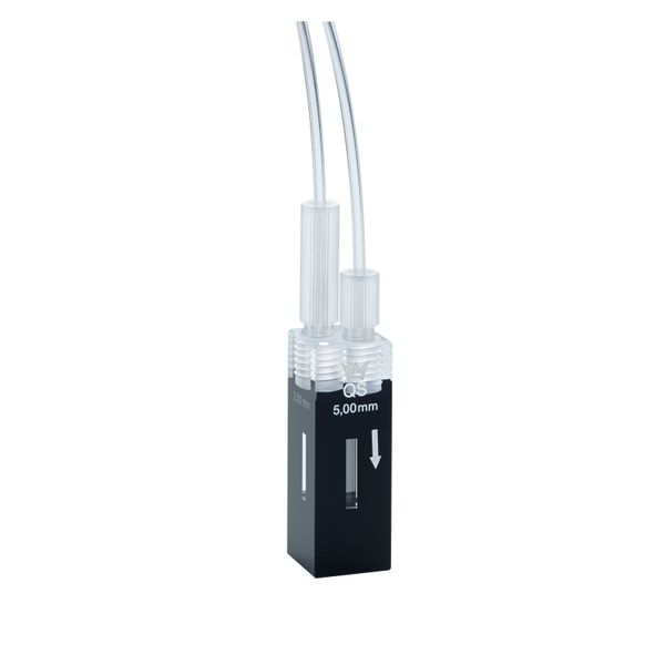 Hellma Flow-Through Cell 3in1, Type 176.761-QS, HP Quartz Glass, WL 200-2500 nm, Pathlength 5x2.5 mm, (HxW) 11x2.5/11x4 mm, Centerheight 15 mm, 140 μl