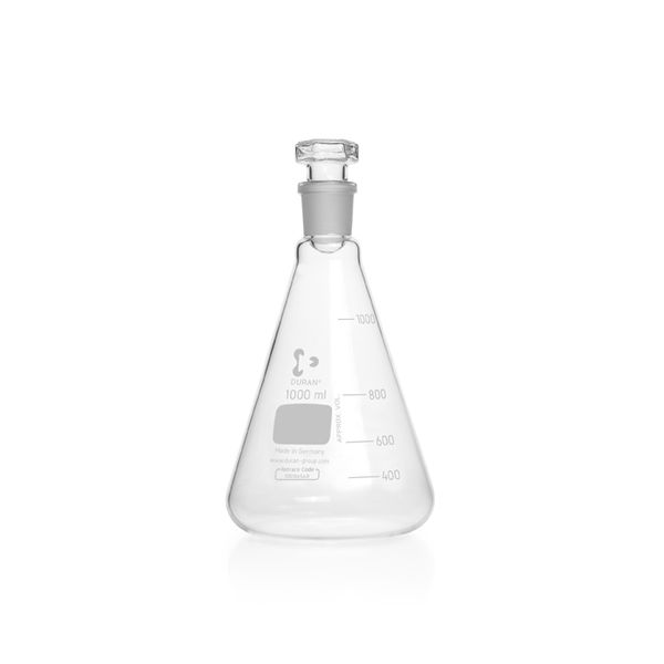 Duran Group Jodsalzkolben, Glas, NS 29/32, 1000 ml, mit Deckelstopfen, 10 St/Pkg