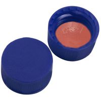 Product Image of 9 mm PP short thread cap, blue, closed, NK red-orange/TEF transparent, 60° shore A, 1 mm, 1000 pc/PAK