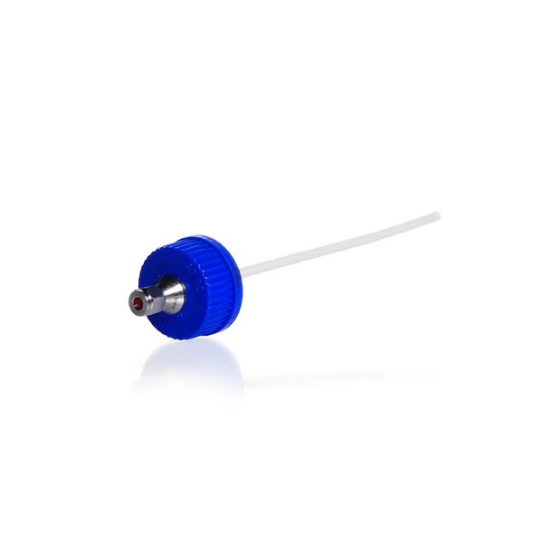 Duran Group DURAN Screw cap GL 45 Blue PP, central stainl. steel/silicon holder fitted w. 250 mm Teflon cannular