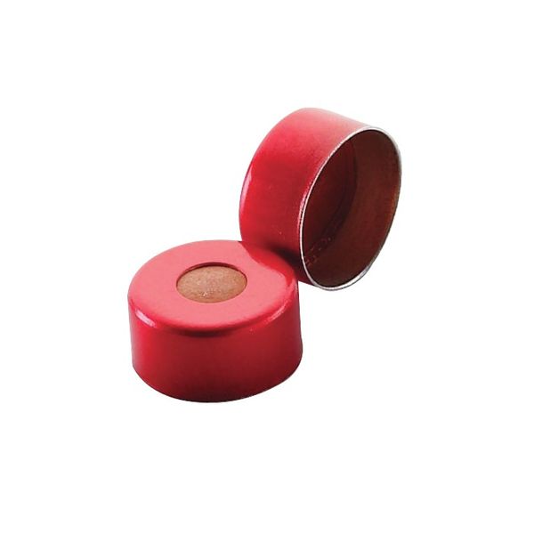 DWK Wheaton E-Z Aluminiumkappe, 11 mm, rot, mit Septum 0,002 PTFE rot/0,036 Silikon/0,002 PTFE rot, 1000 St/Pkg