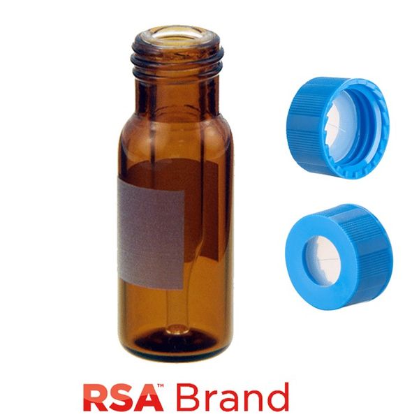 Microsolv Fläschchen & Kappen Kit inkl. 100 300μl, angeschmolzener Einsatz, Braunglas RSA Autosampler Fläschchen mit Schreibfeld/Fülllinien & 100 