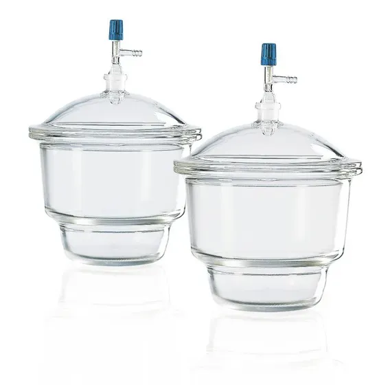 Brand GmbH & Co. KG Desiccator, with tube cover NS 24/29 Boro 3.3, nominal size 150 mm, 215 x 316 mm, with stopcock, interchangeable tube cover, DIN 