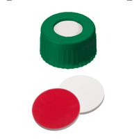 Product Image of ND9 PP Short Thread Cap, green, 1,0mm, Silicone white/PTFE red UltraClean, 1000/pac