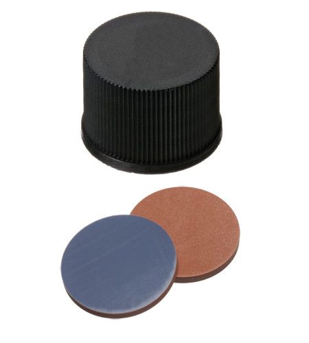 Altmann Analytik ND13 Combination Seal: PP Screw Cap, black, closed, Butyl red/PTFE grey, 10 x 100 pc