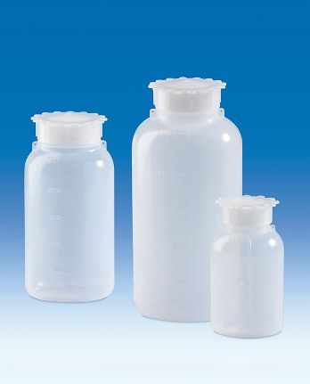 Vitlab Weithalsflasche, PE-LD, mit Ösen-Schraubkappe zum Verplomben, 2000 ml, 10 St/Pkg