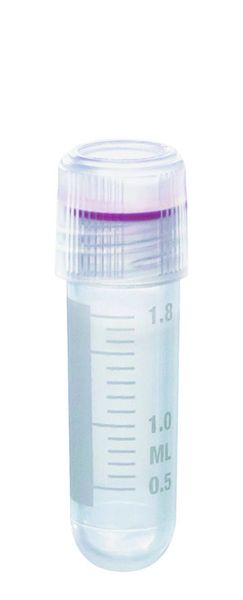 Brand GmbH & Co. KG Kryoröhrchen, 2 ml, Außengewinde, Schraubdeckel mit Silikondichtung, PP, 12,5 mm x 47 mm, steril, 10 x 100 St/Pkg