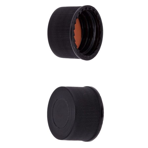 Microsolv Screw Cap black, 13 mm, solid, with Sed-orange natural rubber /transparent TEF Fitted Liner, 100 pc/PAK