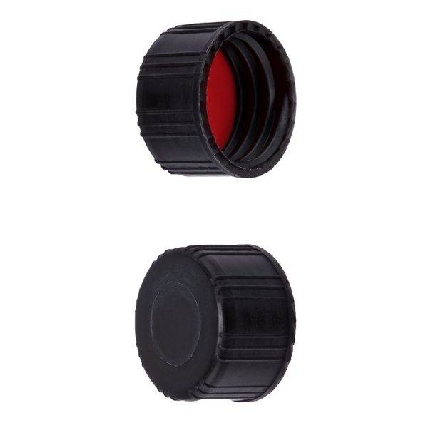 Microsolv Screw Cap black, 15 mm, solid, with white Sil/red PTFE Liner, 100 pc/PAK