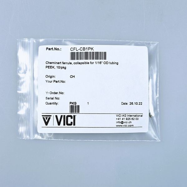 Vici Valco Cheminert Ferrule, umklappbar für 1/16'' AD Schlauch, PEEK, 10 St/Pkg