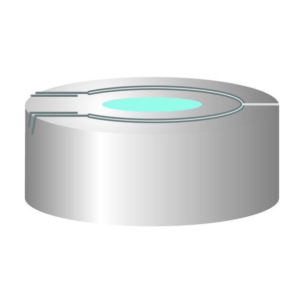 Macherey-Nagel ND20 Alu Überdruck-Sicherheitskappe, silber, Loch Silikon blau transparent/PTFE farblos, Härte: 45° shore A, Septendicke: 3 mm, 100 St/