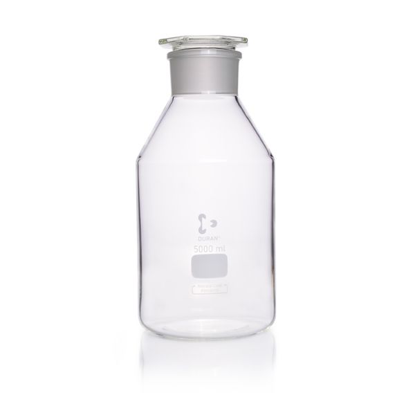 Duran Group Weithalsflasche, Klarglas, NS 85/55, 5000 ml, Glas-Stopfen