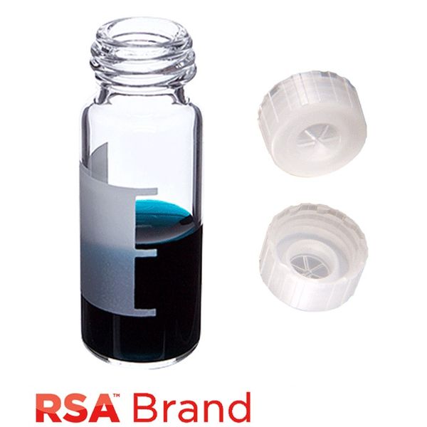 Microsolv Fläschchen & Kappen-Kit inkl. 100 2ml, Schraubkappe, Klarglas RSA Autosampler Fläschchen mit Schreibfeld/Fülllinien & 100 Einzelinjektionen,