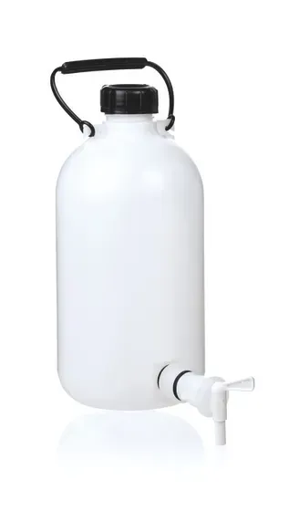 Brand GmbH & Co. KG Abklärflasche, 5 Liter, PE-HD, Enghals, mit Schraubkappe und Tragegriff, mit Hahn