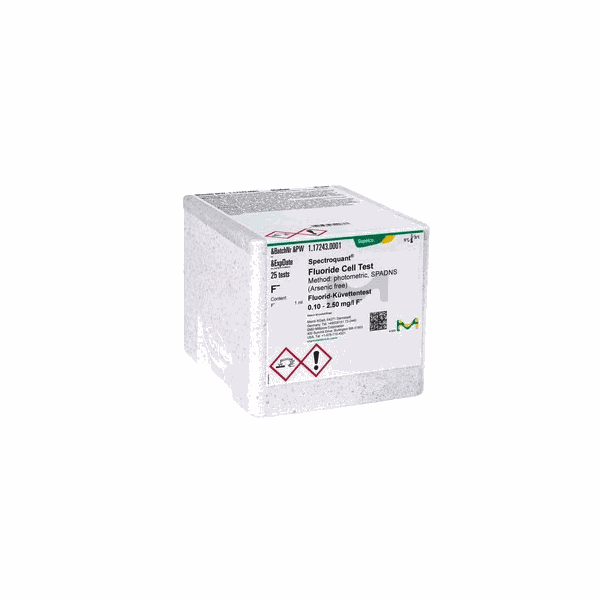 Merck Fluoride cuvette test, photometric, SPADNS (arsenic-free) 0.10 - 2.50 mg/l Fˉ Spectroquant , 25 tests