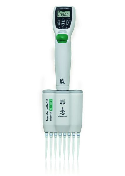 Brand GmbH & Co. KG 8-Kanal Mikroliterpipette Transferpette -8 electronic, 15 - 300 μl, Netzteil Europa (100-240 V / 50-60 Hz), DE-M