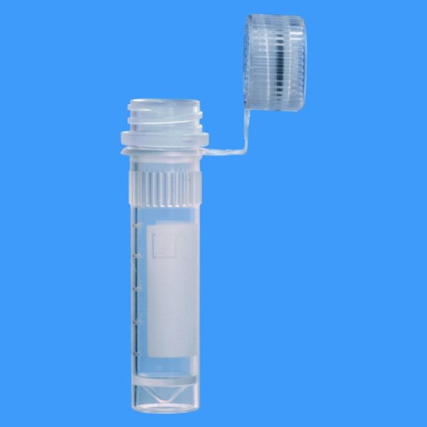 Sarstedt Mikro-Schraubröhre, PP, 2 ml, Spitzboden mit Stehrand, mit Rändelung, transparent, PP Verschluss: natur, anhängend, mit Schriftfeld und 