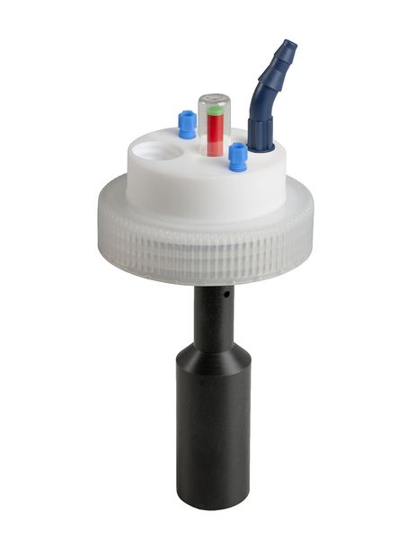 SCAT SafetyWasteCap B63, mechanische Füllstandskontrolle, 2x 2,3/3,2 mm AD, 1x 5,0 - 11,5mm ID + Anschluss für Abluftfilter