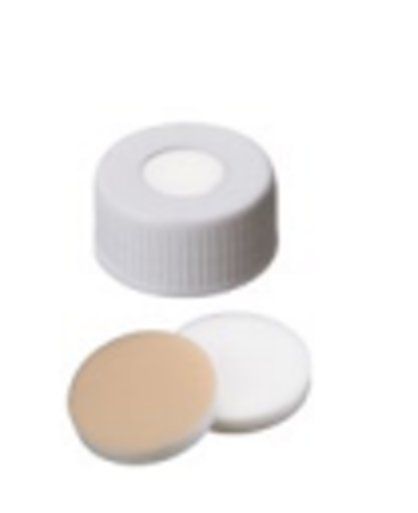 Altmann Analytik ND24 PP Schraubverschluss, weiß, Loch, Silikon creme/PTFE rot, 55° Shore A, 1,5mm, 1000 St/Pkg
