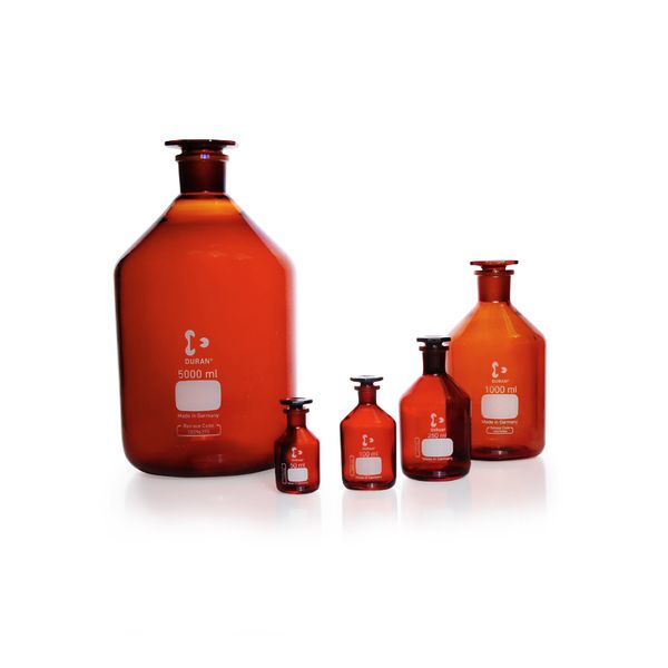 Duran Group Enghalsflasche, Braunglas, NS 60/46, 20000 ml, mit Glas-Stopfen