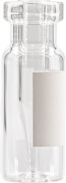 Macherey-Nagel Rollrandflasche N11, 11,6 x 32 mm, Glas klar, flacher Boden, mit integriertem Einsatz 0,2 mL, konisch, Schriftfeld, 100 St/Pkg