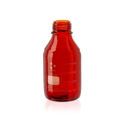 Duran Group DURAN GL 45 Laborglasflasche, protect, braun, ohne Schraubverschluss, Ausgießring, 500 ml, 10 St/Pkg